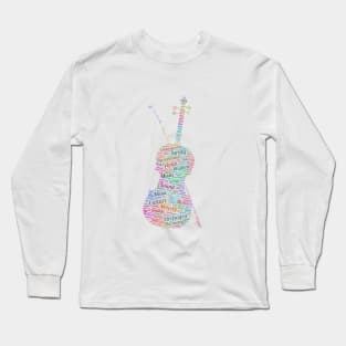 Violin Orchestra Silhouette Shape Text Word Cloud Long Sleeve T-Shirt